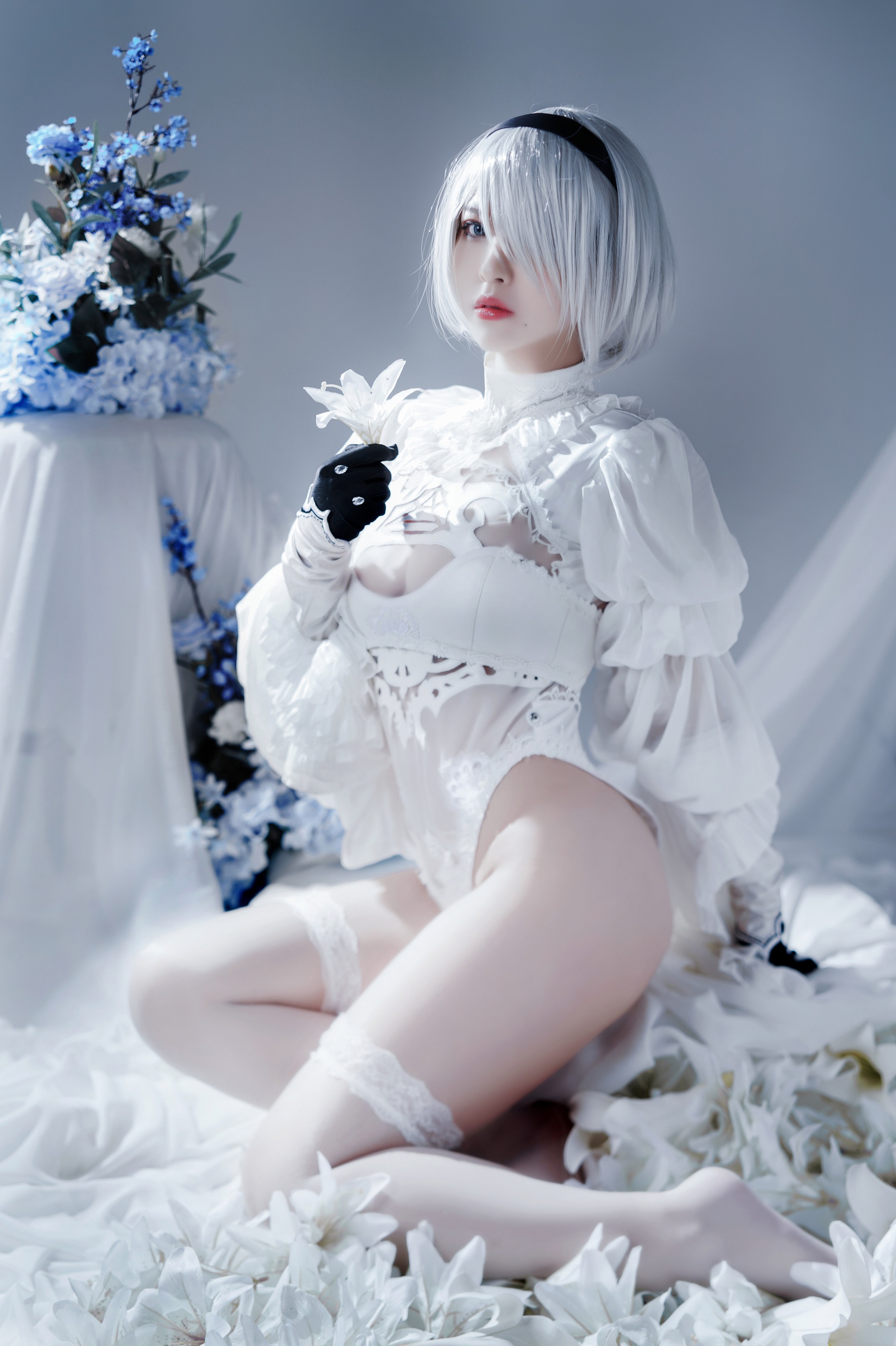 图片[1]-半半子 – NO.030 Automataヨルハ二号B型 白いドレス [51P]-XikXak